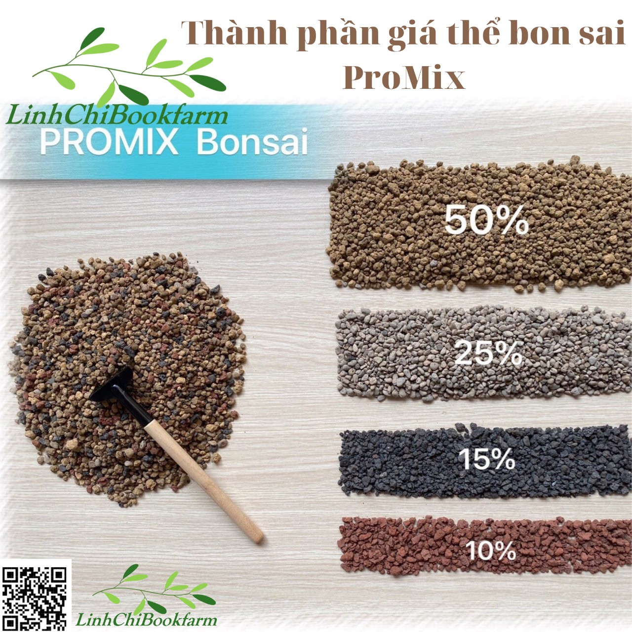 Đất trồng bonsai cao cấp Promix (500gr/ 01kg) - dùng trồng các loại cây bonsai, giữ độ ẩm và chất dinh dưỡng, thoát nước nhanh, khô nhanh