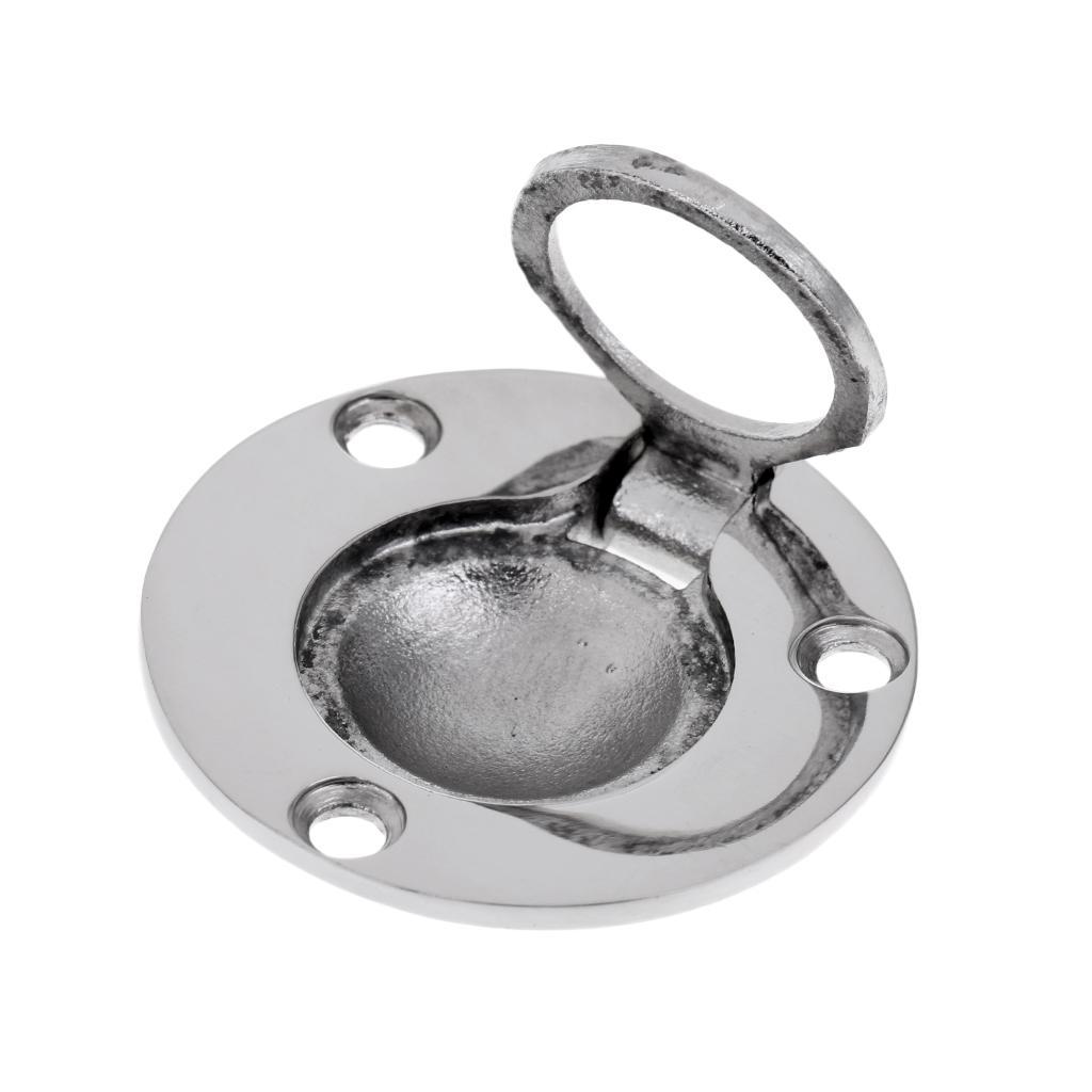 Round Flush Lift Pull Handle 49mm - Marine Stainless Steel