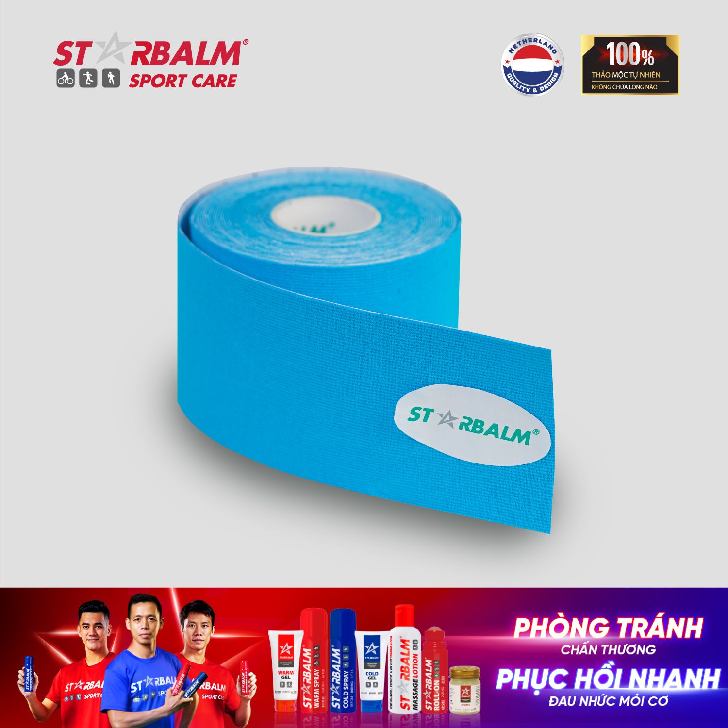 Băng Dán Cơ Starbalm KT Tape 5cm x 5m, Băng Keo Thể Thao, Băng Dán Cơ Thể Thao, Nhiều Màu