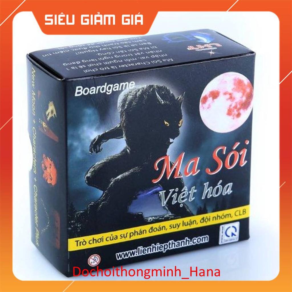 Bộ Bài Ma Sói Việt Hóa   Boardgame Ma Sói chất lượng cao,lá bài dầy đẹp,có hướng dẫn,chơi cực vui.