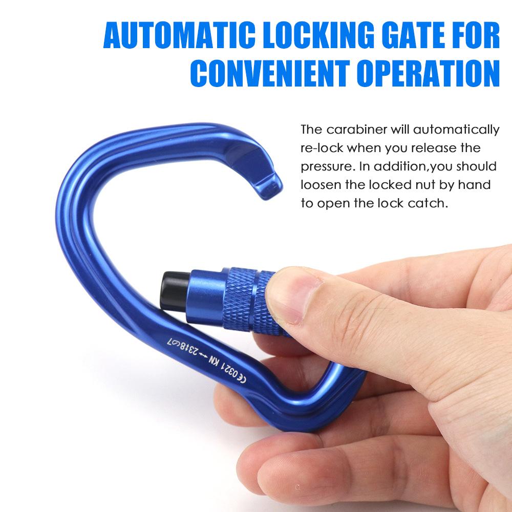 Khóa cài tự động Carabiner 23KN cho dù lượn và hoạt động thể thao ngoài trời bộ 3 cái