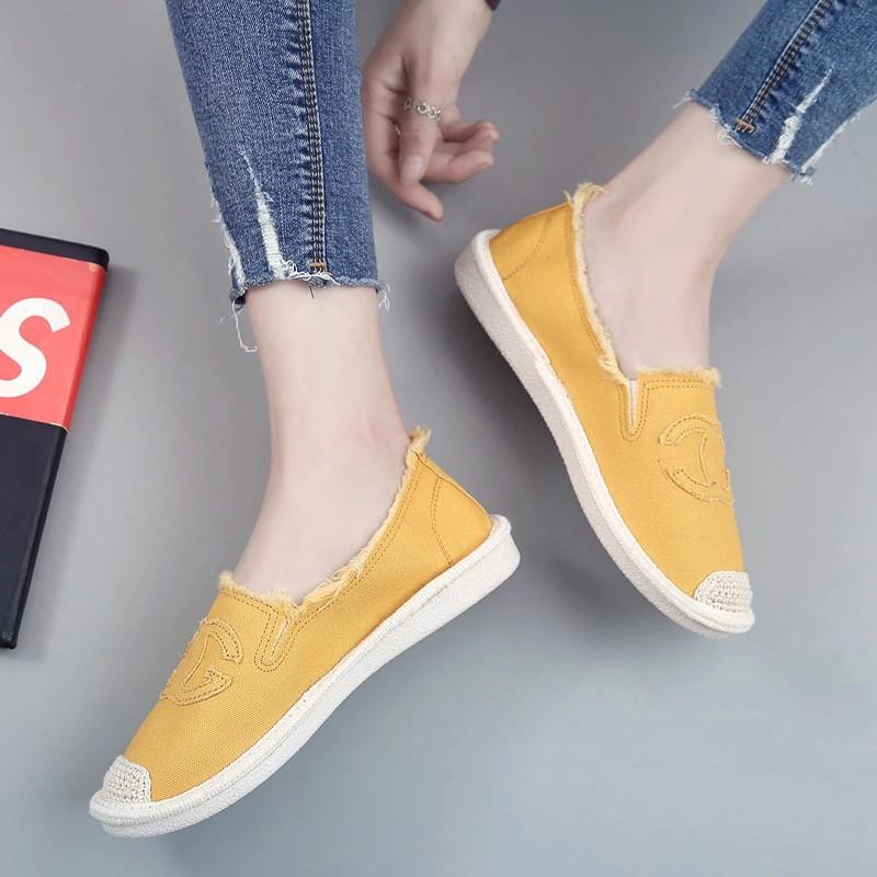 Slip on cói nữ - Giày lười vải nữ cao cấp - Vải thô 2 màu đen và trắng- Mã SP 310