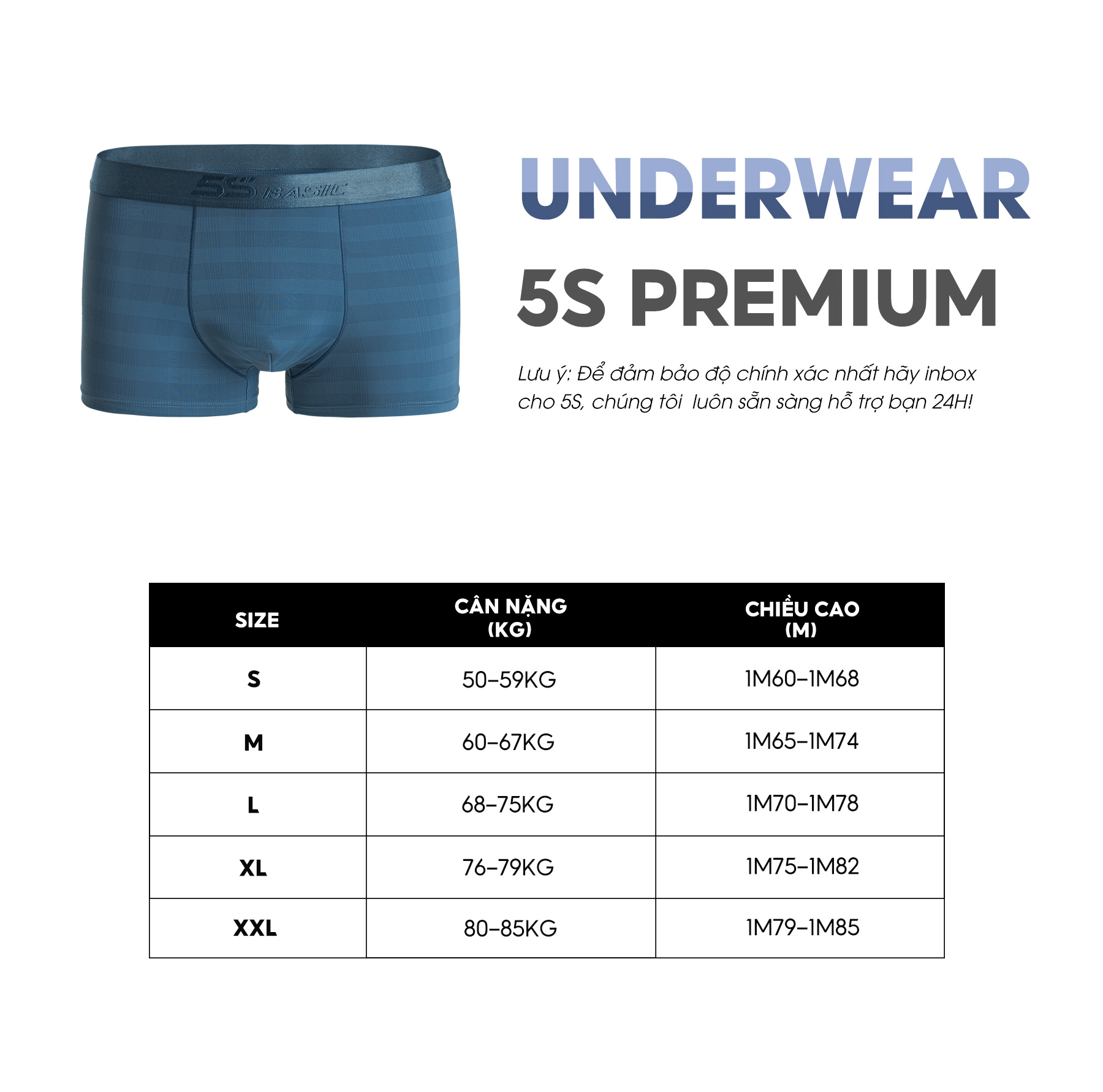 Combo 3 Quần Sịp Đùi Nam Boxer 5S, Chất Cao Cấp, Siêu Thấm Hút, Kháng Khuẩn Tốt (3C-BOX23003)