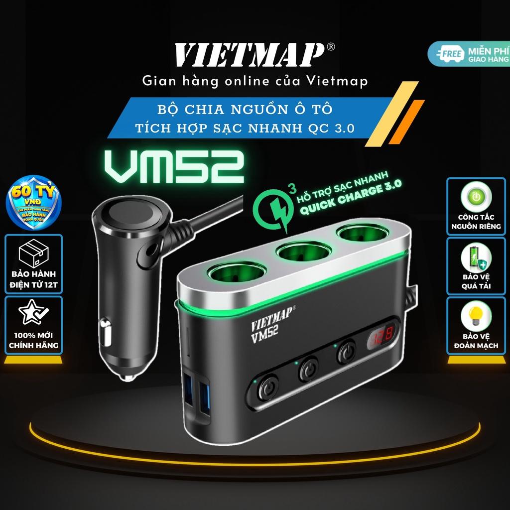 VIETMAP VM52 - Bộ chia sạc ô tô đa năng - Sạc nhanh Quick Charge QC 3.0 - Hàng chính hãng
