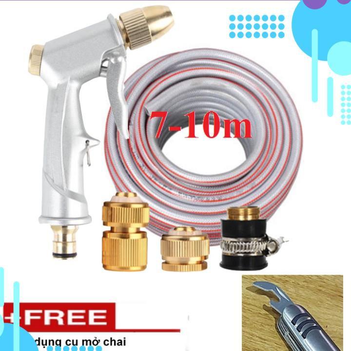 Bộ dây vòi xịt ️bơm nước phun sương️ , tăng áp 3 lần, loại 7m,10m 206701 đầu đồng,cút đồng,+ mở chai