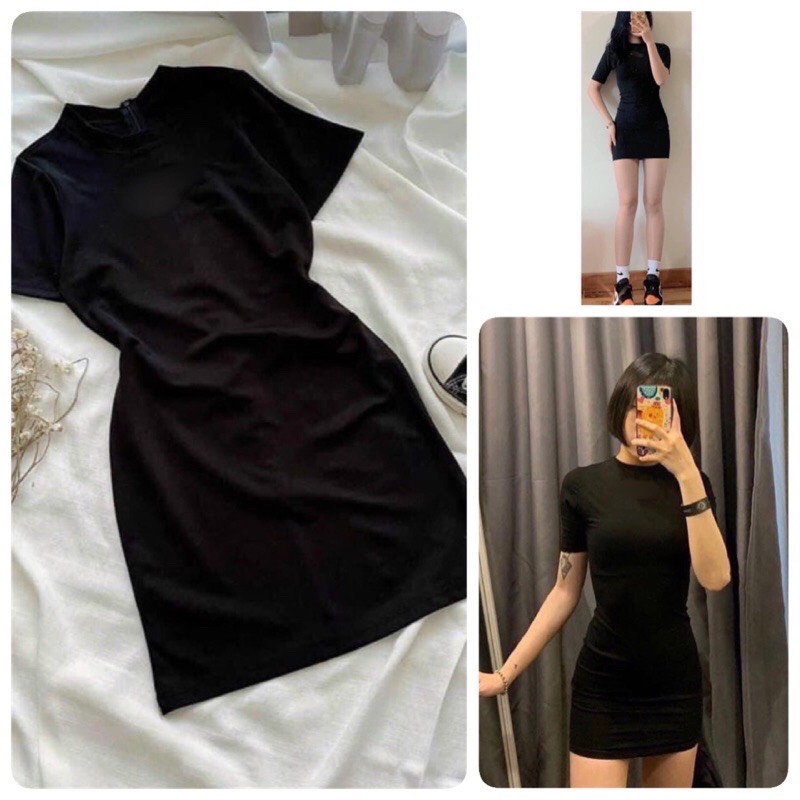 Đầm Body Cổ Tròn Cộc Tay Co Giãn 4 chiều