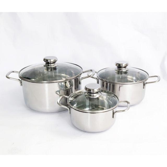 Bộ nồi inox , bộ nồi chảo Fivestar 4 chiếc nắp kính , tặng 2 vá canh, inox 430, dùng được bếp từ , gas, hồng ngoại
