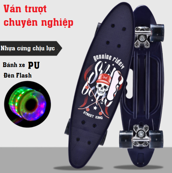 Ván Trượt Skateboard Penny Bánh Xe PU Phát Sáng, Ván Trượt Nhựa PP Chịu Tải Trọng Lớn 150kg, Ván Trượt Dành Cho Thanh Thiếu Niên (giao màu ngẫu nhiên)