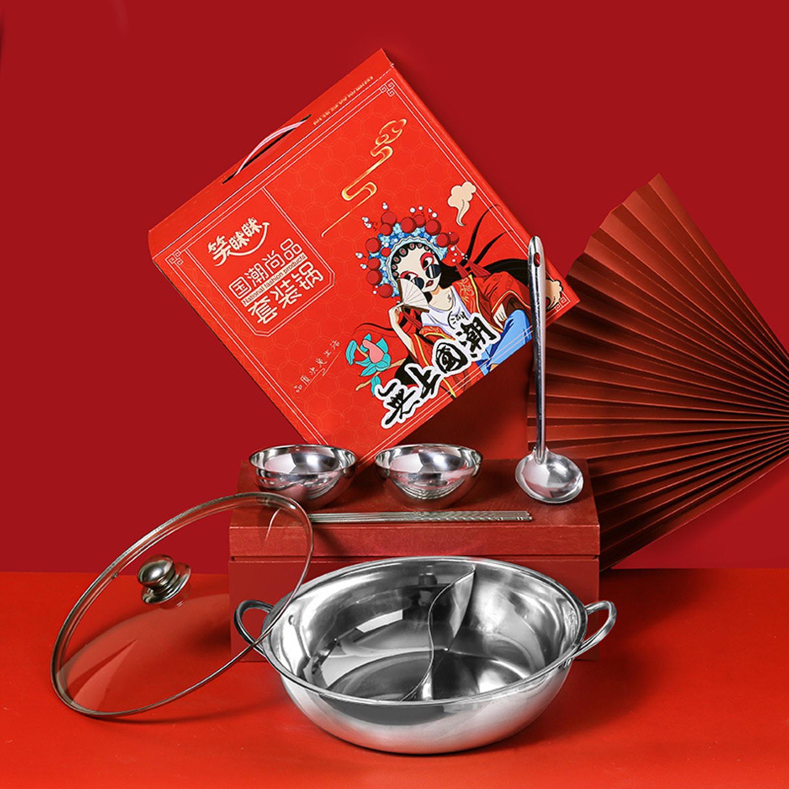Hot Pot Pan Cooker Cooking Pot Two Flavor Soup Pot Cookware Professional Dual Sided Soup Stockpot for Restaurant Household