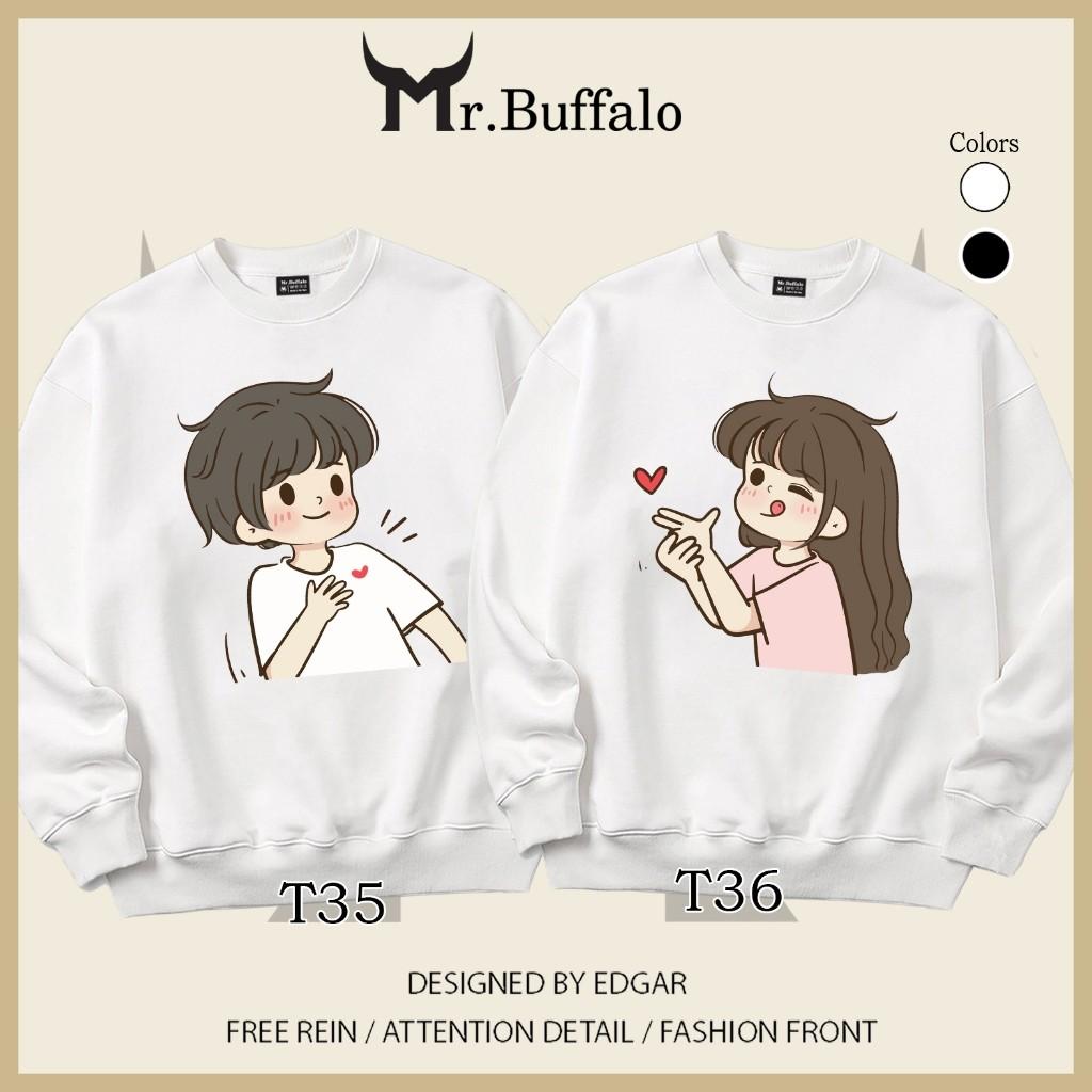 Áo Sweater cặp đôi nam nữ bắn tim dễ thương Mr.Buffalo - T36 Đen