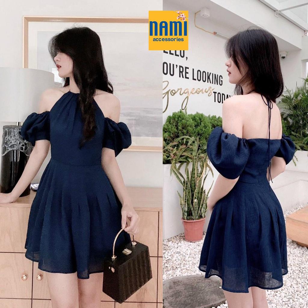 Đầm yếm xoè cột nơ cổ form mini xinh xắn tay rớt gợi cảm NANAMI - ATNU046