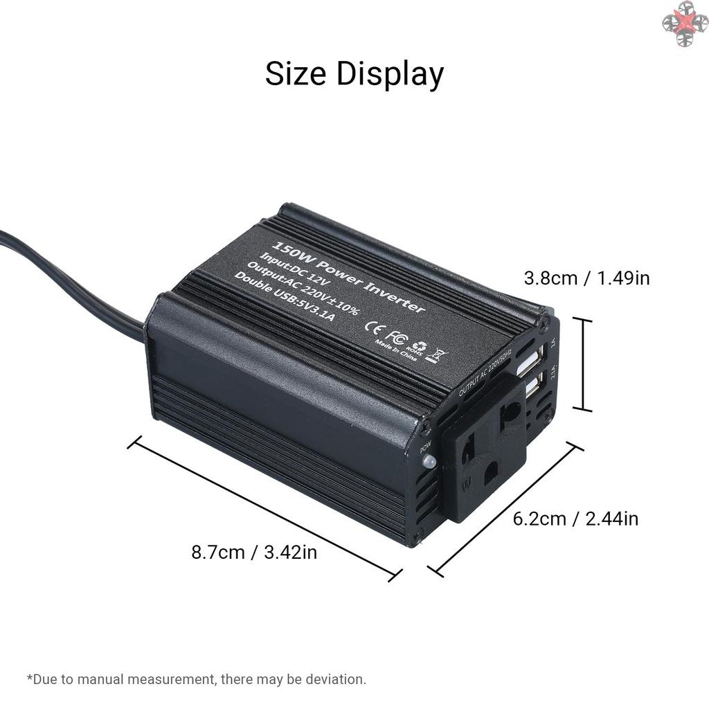 Bộ Chuyển Đổi Nguồn Điện 150w Từ Dc 12v Sang Ac 220v Kèm 1 Cổng Sạc Usb