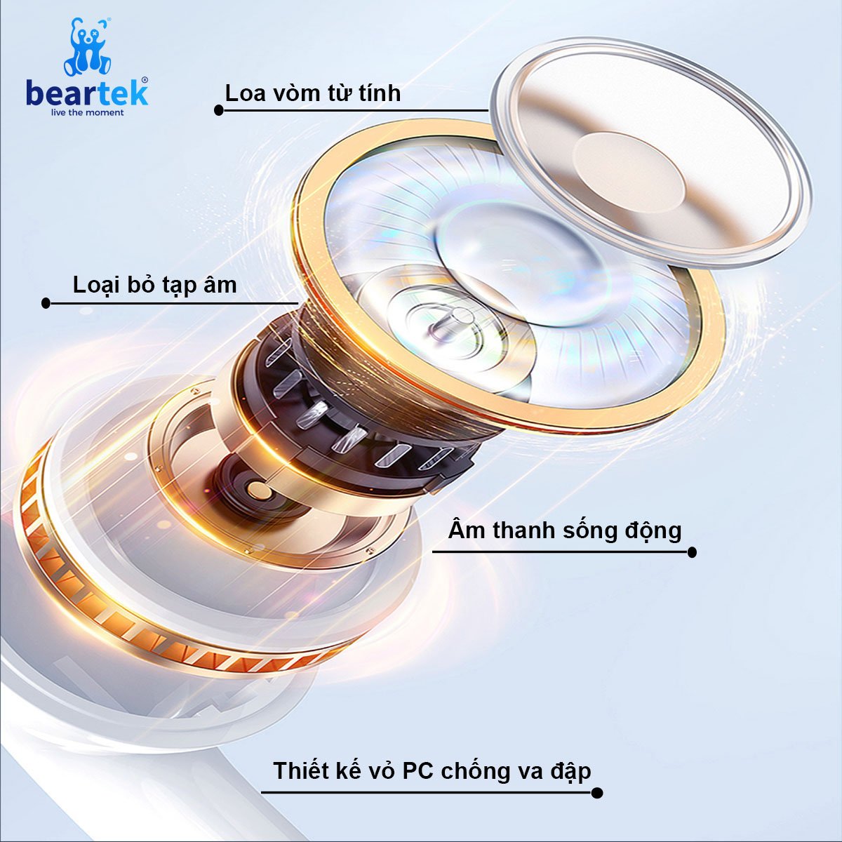 Tai nghe bluetooth không dây BEARTEK B99 True Wireless thiết kế đặc biệt, bản giới hạn – Cảm ứng – Thời gian sử dụng lên tới 4h - Hàng chính hãng