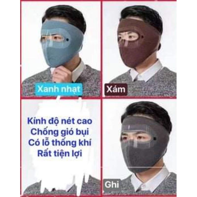 (Tổng Sỉ) Khẩu trang ninja 2in1 có kính Lót nỉ Chống bụi chống mưa gió bảo vệ mắt