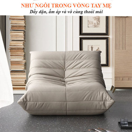 Ghế Sofa Thư Giãn, Ghế Togo Đệm Nguyên Khối Siêu Êm Bọc Da Cao Cấp Sang Trọng