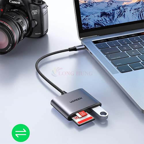 Cổng chuyển đổi Ugreen 3-in-1 USB-C Multifunction Card Reader CM387 80798 - Hàng chính hãng