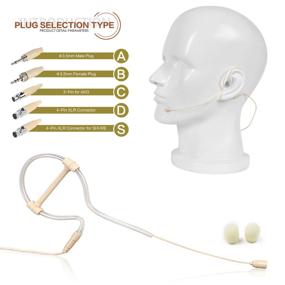 Tai nghe móc tai đơn màu be Mic Micrô đeo đầu Hoạt động rảnh tay Đầu cắm XLR 3,5mm 3 chân 4 chân Có nắp micrô Màu sắc: S Dành cho Shure