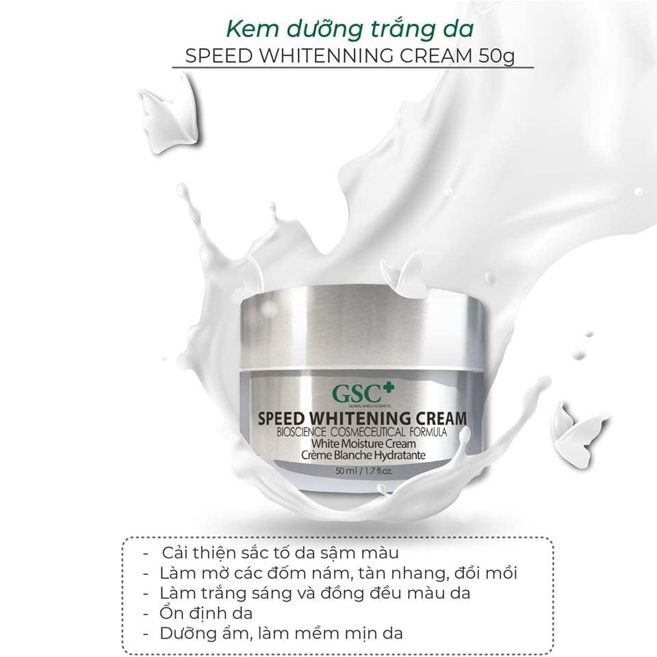 Kem làm trắng nhanh GSC Speed whitening cream, Hỗ trợ t r ị nám, tàn nhang hiệu quả, cân bằng sắc tố da, An toàn cho mọi loại da, hoàn toàn không kích ứng