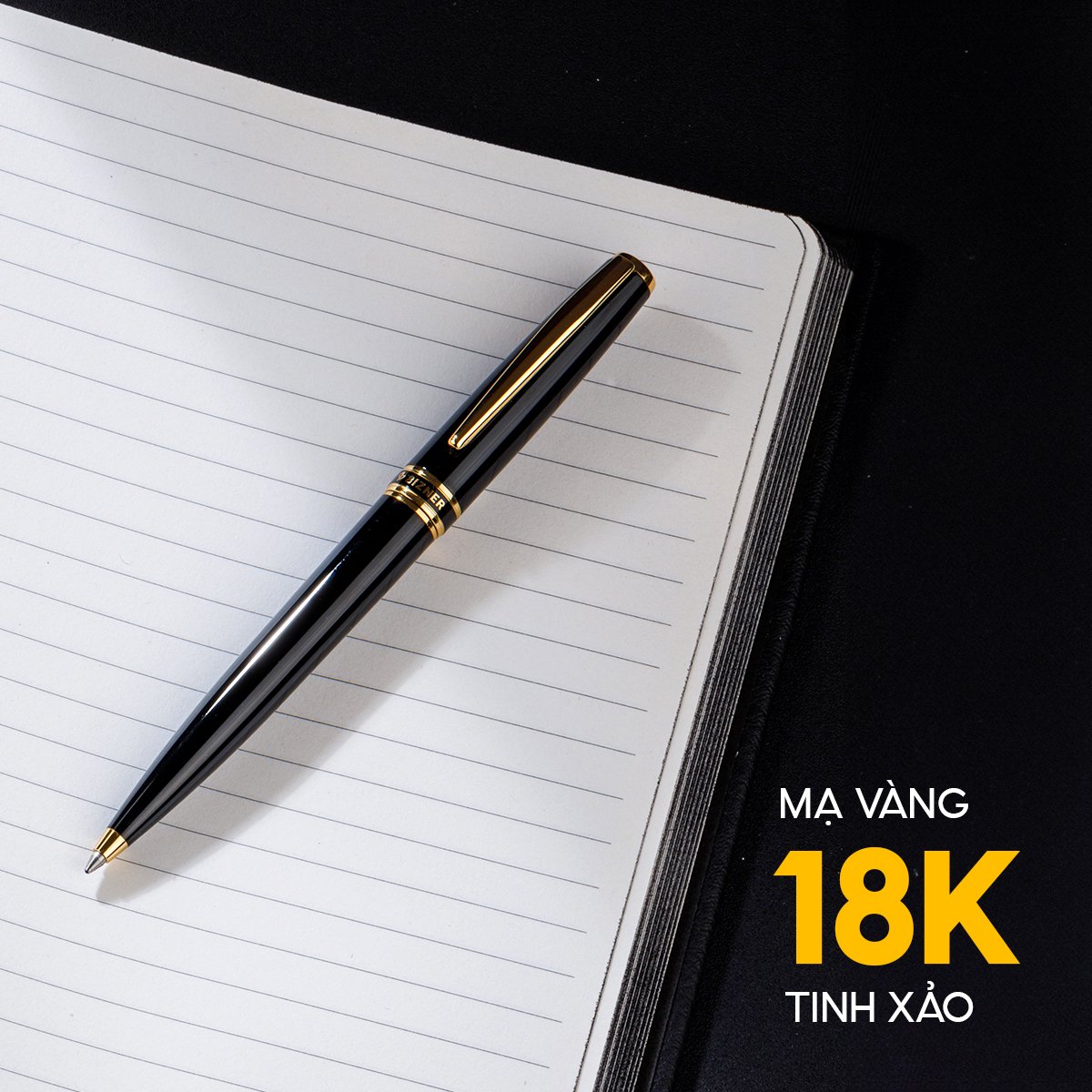 Bút bi, bút ký cao cấp Thiên Long mạ vàng 18K sang trọng, thân bút kim loại, hộp bút được thiết kế tinh tế Biz-04