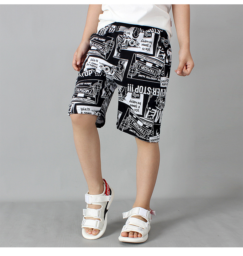 Quần thun trẻ em size đại TrueKids, Quần short thun cho bé trai phối chữ họa tiết
