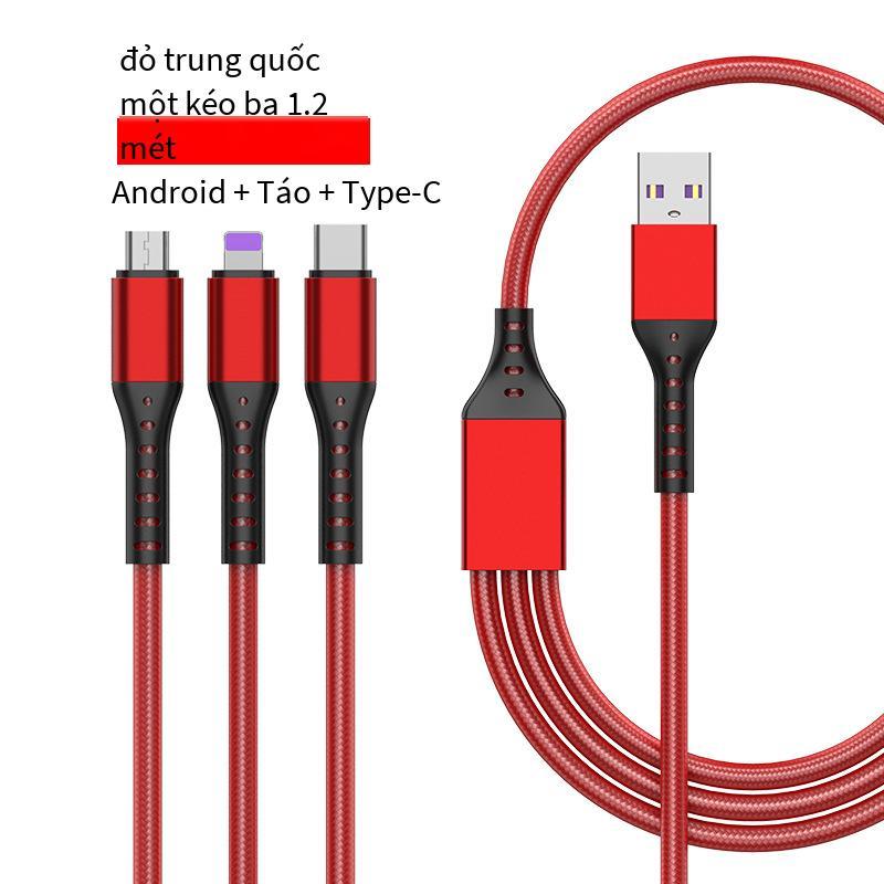 Desnai đặc biệt cáp sạc ba trong một ba dây USB Android đầu cáp dữ liệu một kéo ba hợp kim kẽm cáp sạc nhanh typec