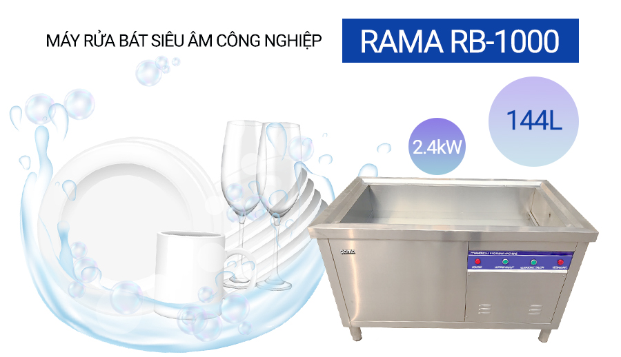 Máy rửa chén sóng siêu âm công nghiệp Rama dung tích 144L RB1000- Hàng chính hãng