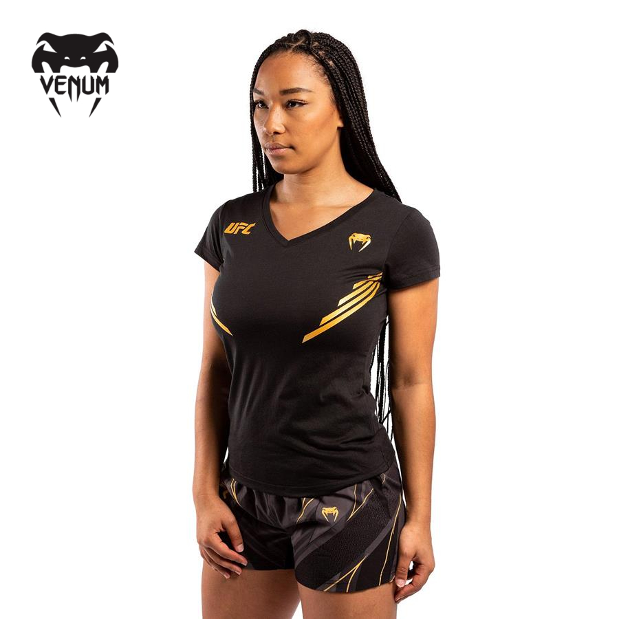 Áo thun thể thao nữ Venum UFC FIGHT NIGHT  T-SHIRT - BLACK/GOLD - VNMUFC-00069-126