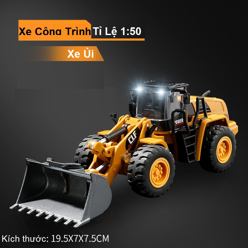 Mô hình xe công trình bằng hợp kim tỉ lệ 1:50 các loại cẩu xe xúc, xe ủi, xe ben - Đồ chơi cho trẻ em