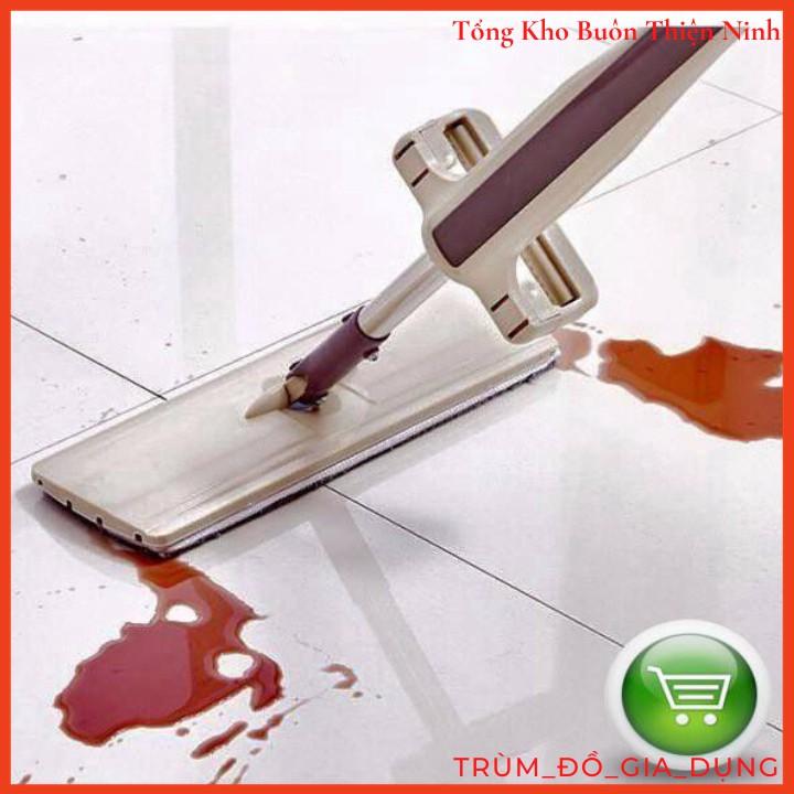 Cây lau nhà tự vắt phẳng thông minh Spin Mop xoay 360 độ - Tặng 1 bông lau
