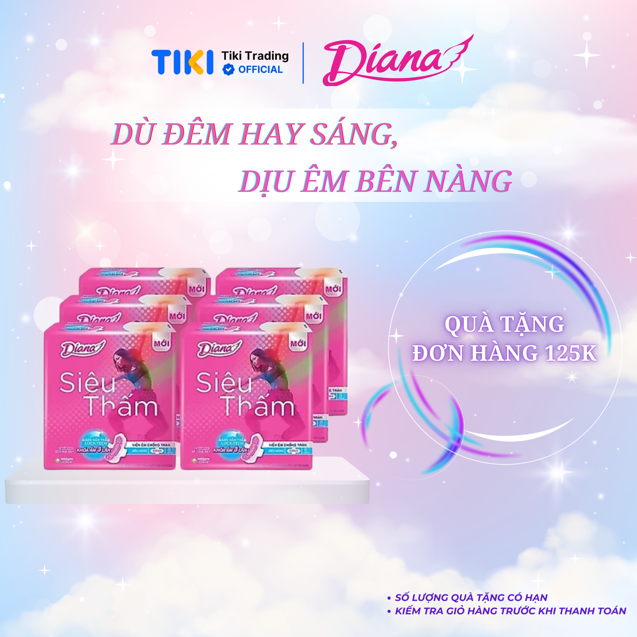 Combo 6 Gói Băng Vệ Sinh Diana Siêu Thấm Siêu Mỏng Cánh 8 Miếng