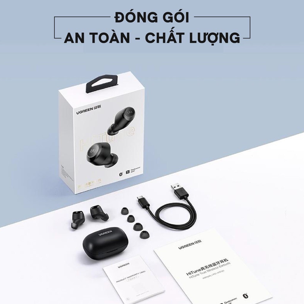 Tai Nghe Bluetooth TWS UGREEN WS100 - Chống Nước IPX5 - Hỗ trợ Sạc Không Dây - Pin Lên Đến 27 Giờ - Chống Ồn - Chất Lượng Âm Thanh Hifi