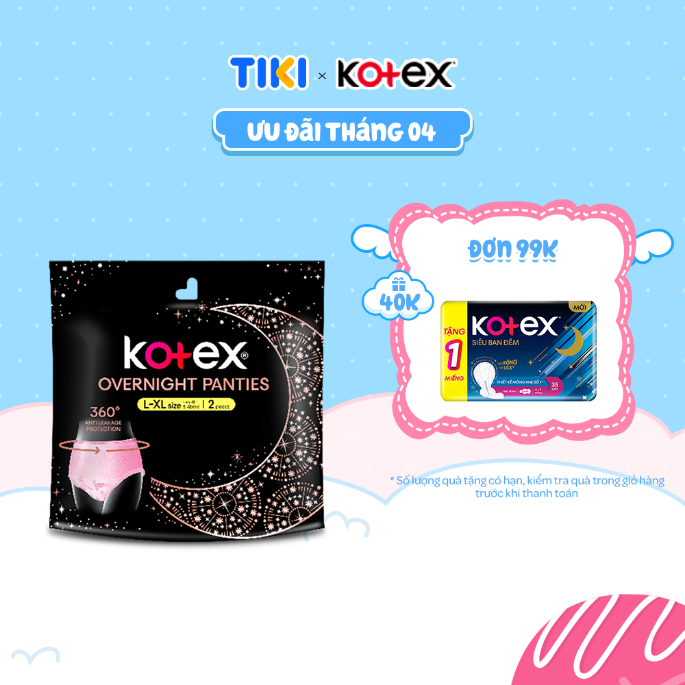 1 gói BVS Kotex Ban Đêm Dạng Quần cỡ L/XL 2 miếng