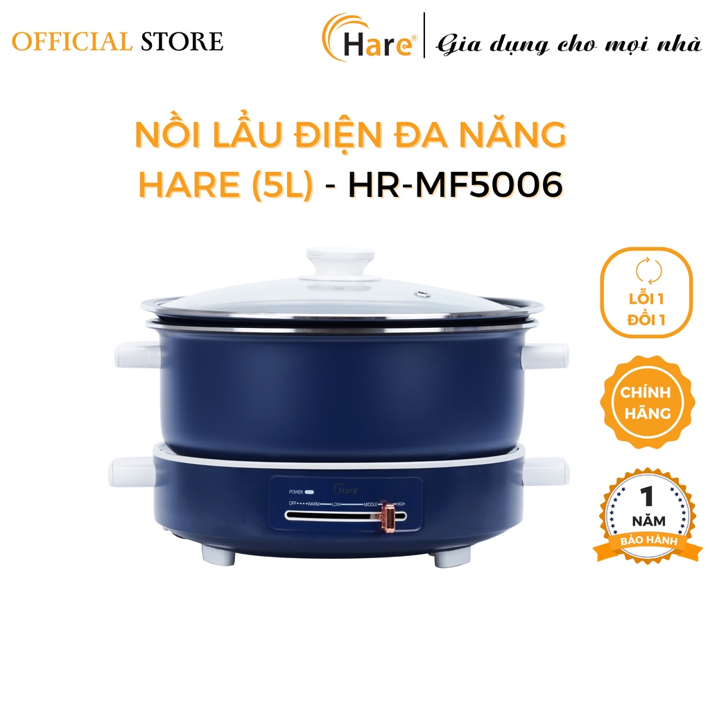 Nồi lẩu điện đa năng HR-MF5006 (5L) -hàng chính hãng thương hiệu Hare- bảo hành 12 tháng