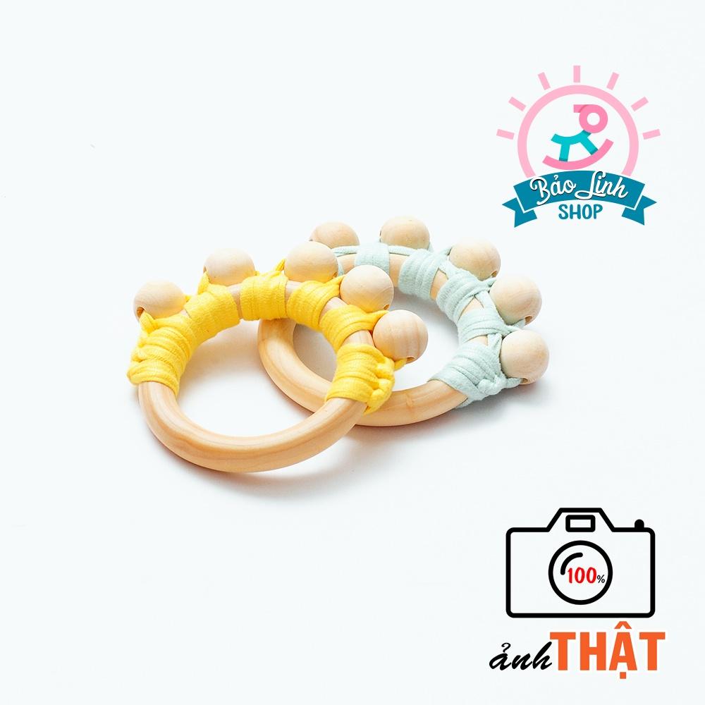 Đồ chơi cho trẻ sơ sinh 3-6 tháng - Vòng gỗ handmade tập cầm nắm, gặm nướu giảm ngứa lợi