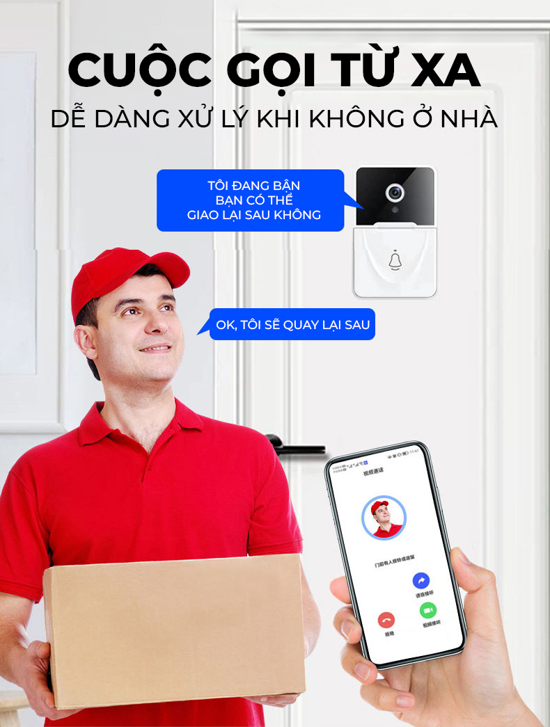 Chuông Cửa Thông Minh X3, M5, Camera An Ninh Gia Đình Chuông - Điện Thoại - Gọi Điện Không Dây Wifi - Loại Mới