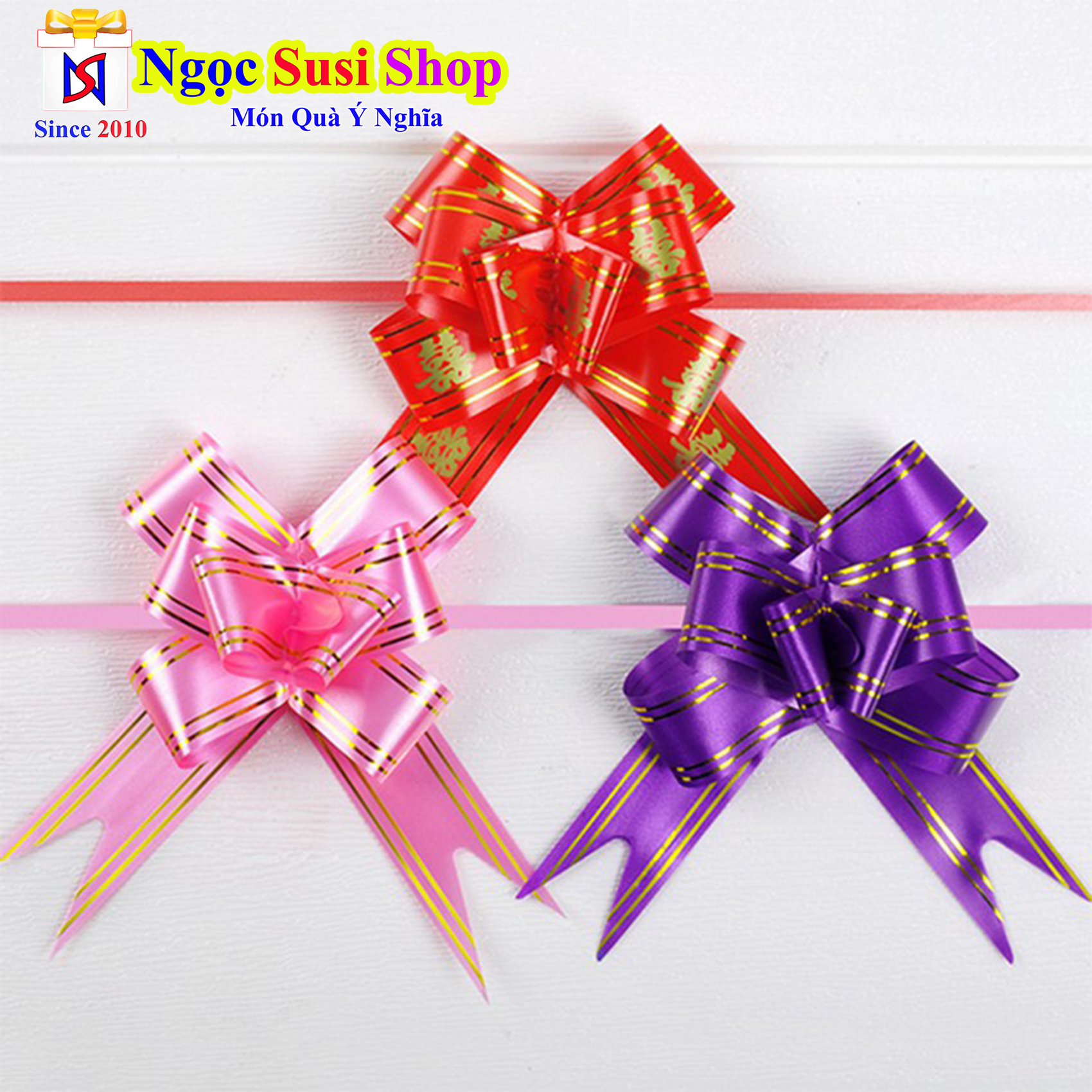 COMBO 30 NƠ RÚT GÓI QUÀ TRANG TRÍ HỘP QUÀ GIỎ QUÀ