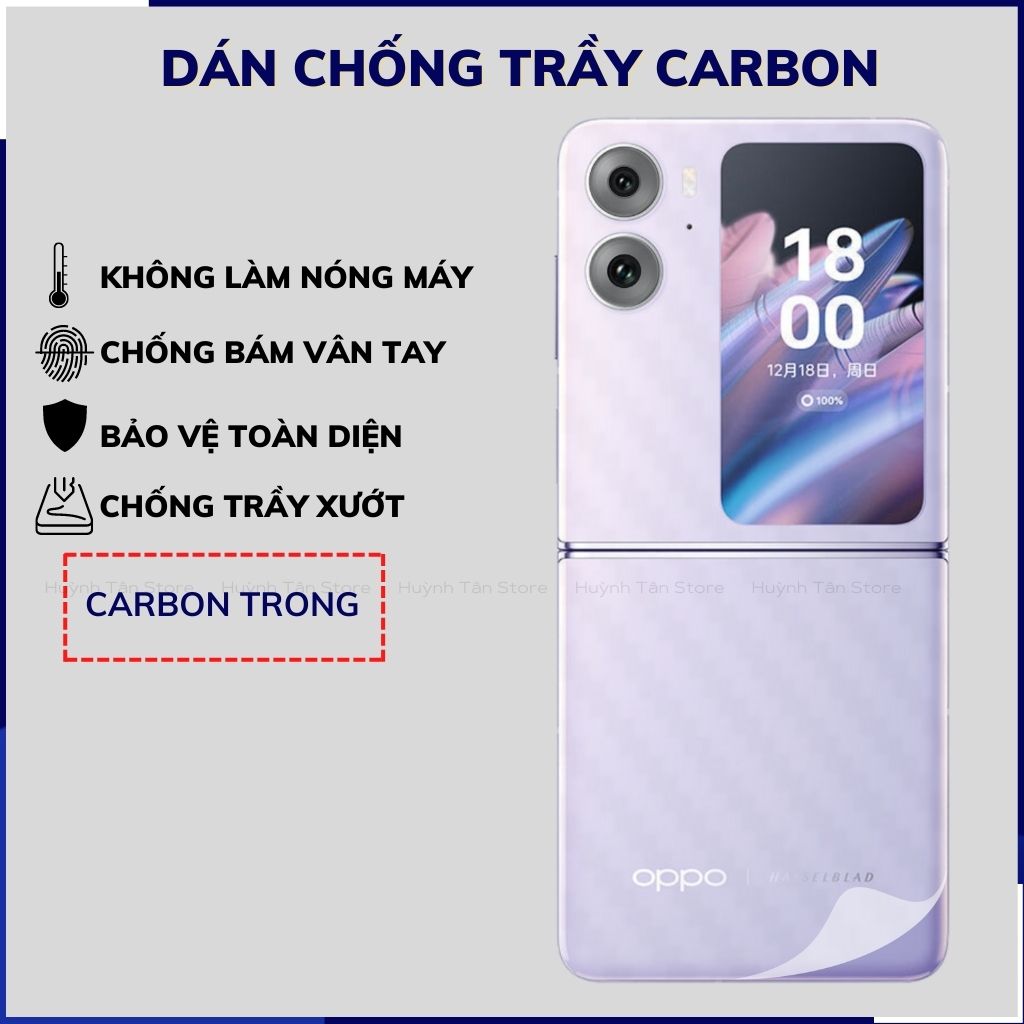 miếng dán find n2 flip carbon trong và đen chống trầy xướt chống bám vân tay phụ kiện điện thoại huỳnh tân store