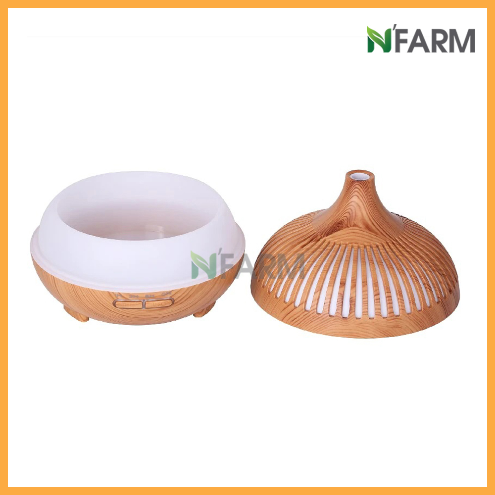 Combo máy khuếch tán, máy xông tinh dầu NFarm Giọt Nước Sọc NF2073 + tinh dầu sả chanh N'Farm (10ml). Phun sương sóng siêu âm. Có remote điều khiển