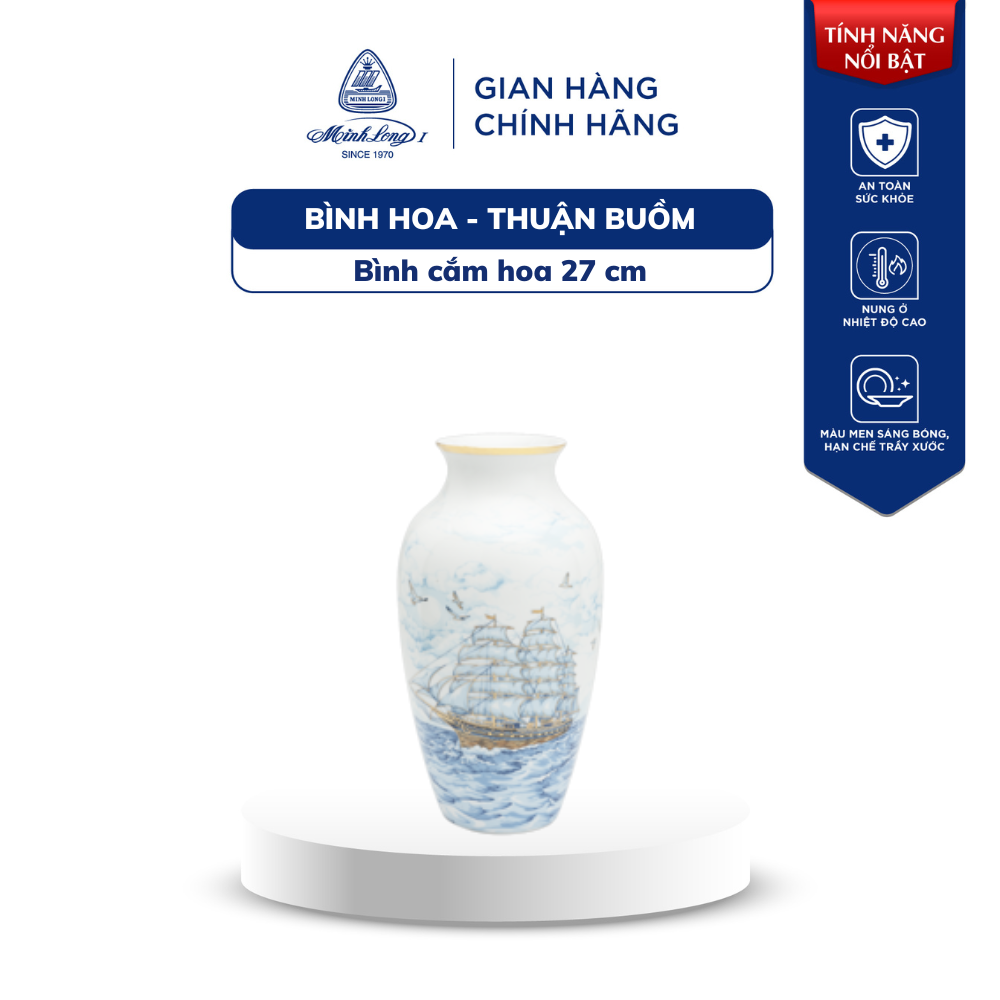 Bình Hoa, Bình Cắm Hoa Sứ Cao Cấp Minh Long 27 cm - Thuận Buồm