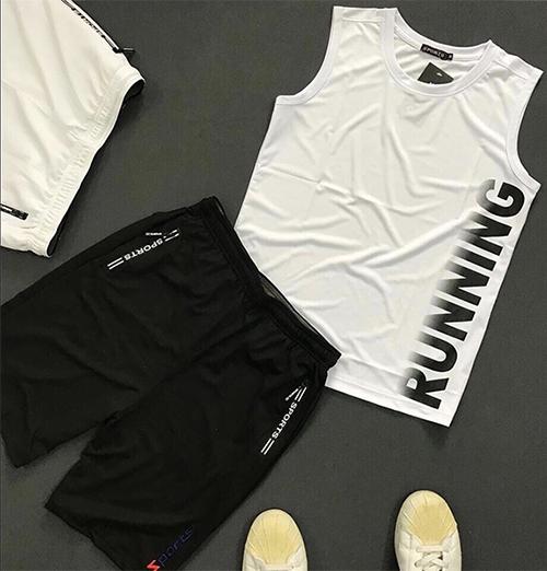 Combo 2 Quần shorts thể thao nam dạng sọt sport đùi chất thun lạnh 4 chiều cao cấp phù hợp tập gym hay mặc nhà màu trắng và đen DUI-P101 - tặng 1 khẩu trang chống nắng