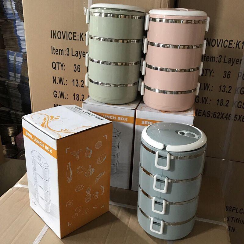 Cặp Lồng Giữ Nhiệt Đựng Cơm Đựng Thức Ăn - Cặp Lồng Lúa Mạch 4 Tầng