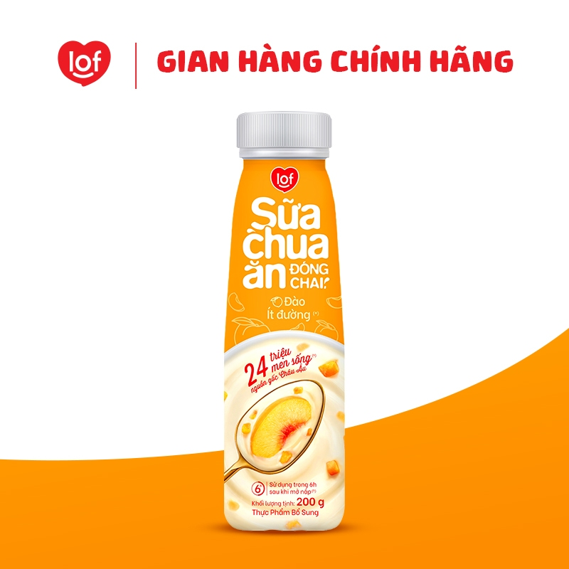 Thùng 24 chai Sữa chua ăn đóng chai LOF ít đường 200g