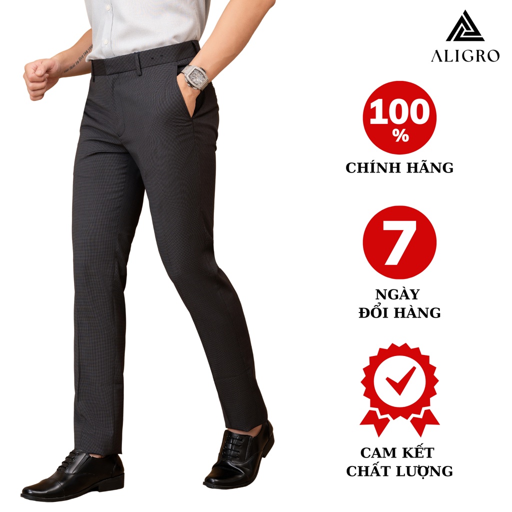 Quần âu nam Aligro màu navy chuẩn form, tôn dáng, chất liệu vải cao cấp ALGO1029