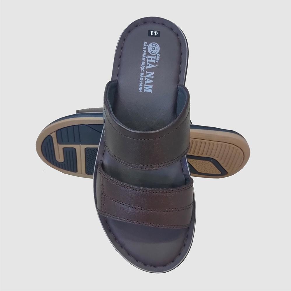 Dép Nam Quai Ngang Da Bò Thật TITI ĐÔ Cao Cấp DNA2153d