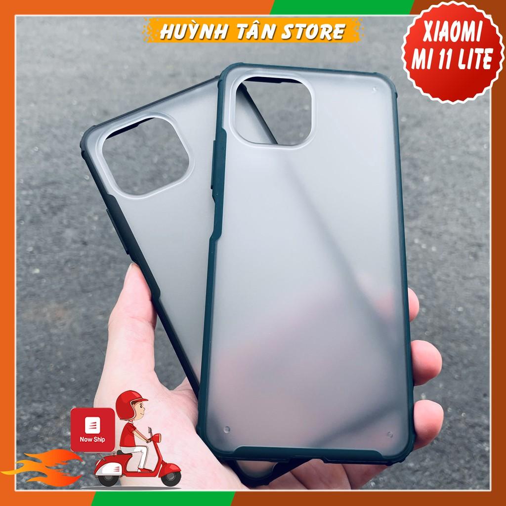 Ốp lưng mi 11 lite 5g ne chống sốc bảo vệ camera chống vân tay nhám viền màu ver 2 phụ kiện huỳnh tân store