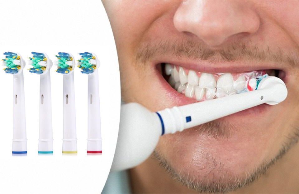 Cho máy Oral B Braun, bộ 4 Đầu Bàn Chải đánh răng điện thay thế MIHOCO EB25-P New Floss Action, đánh tan mảng bám, cao răng, làm sạch vết ố