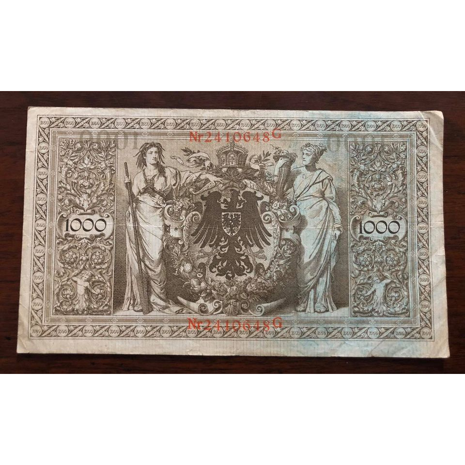 Tờ 1000 Mark Đức 1910 khổ rất lớn, tiền cổ 110 năm tuổi sưu tầm