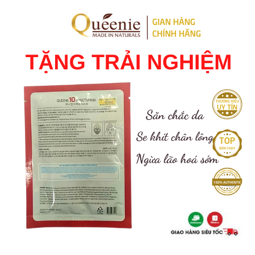 Mặt Nạ Dưỡng Trắng Da Queenie Collagen Trứng Cá Hồi 10 Tác Dụng 21g - 1 miếng