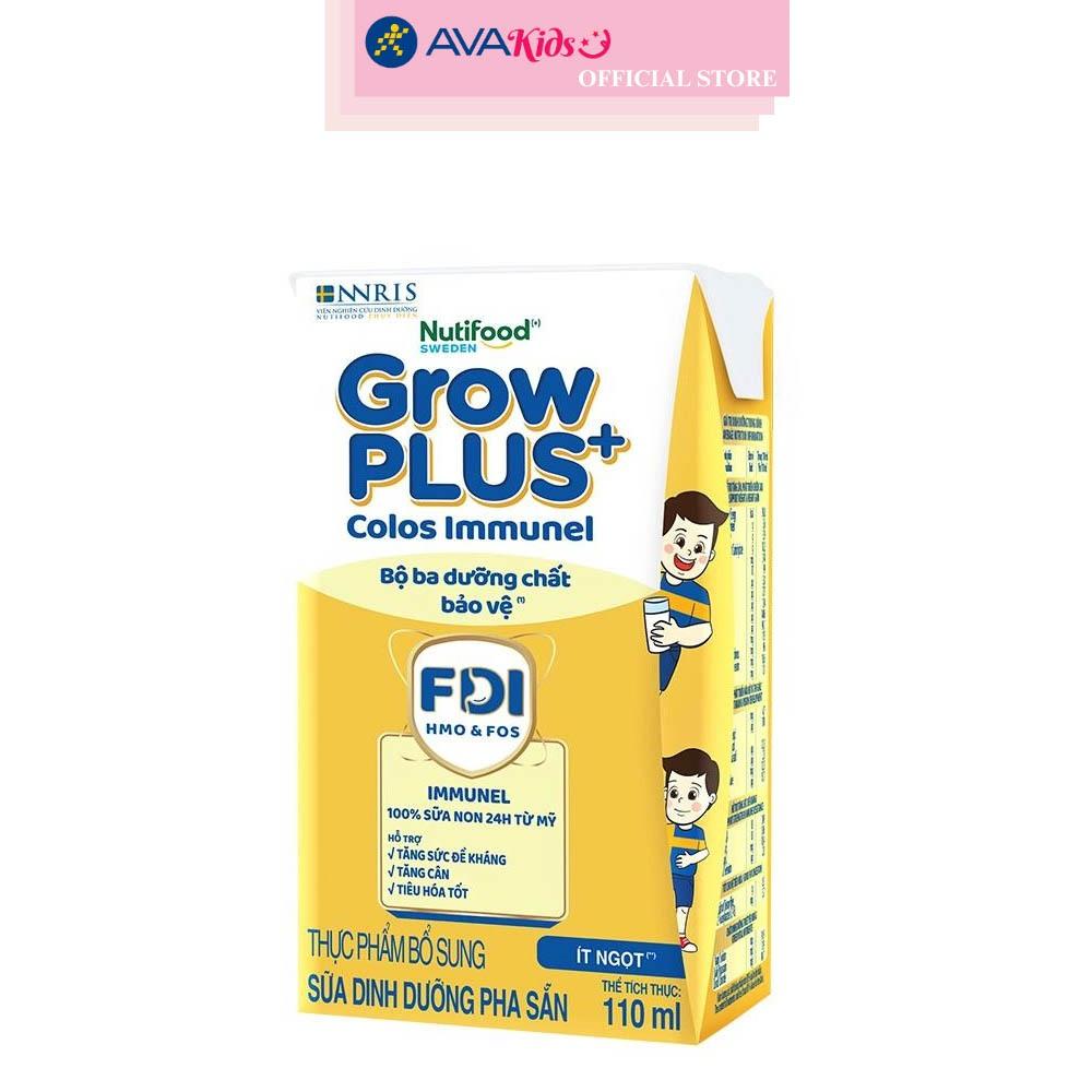 Lốc 4 hộp sữa pha sẵn Nutifood GrowPLUS+ Colos Immunel hương vani 110 ml (từ 1 tuổi)