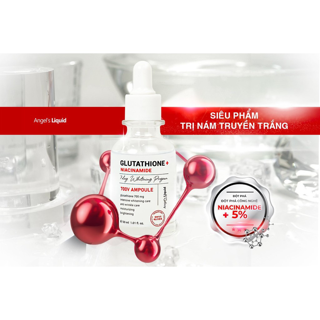 Bộ 3 SP dưỡng trắng mờ nám Angel's Liquid Glutathione700